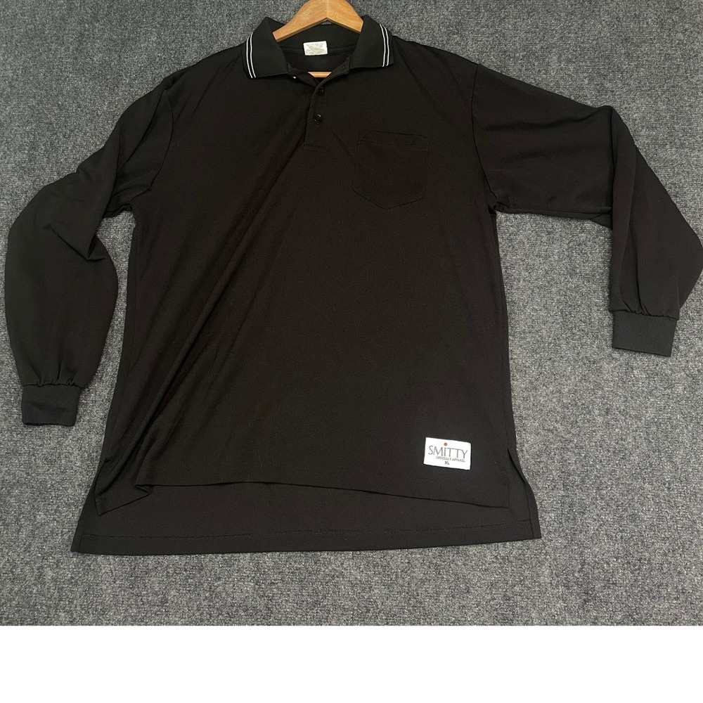 Smitty Long Sleeve Polo Shirt Mens XL Black ComfortTech Official Uniform Pocket